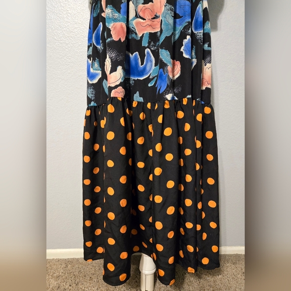 ​Capulet Mixed Print Maxi Dress Floral Polka Dot Tiered Puff Sleeve Size XS - Picture 7 of 16